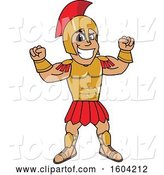 Vector Illustration of a Cartoon Spartan Warrior Mascot Flexing His Muscles by Mascot Junction