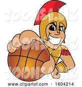 Vector Illustration of a Cartoon Spartan Warrior Mascot Grabbing a Basketball by Mascot Junction