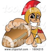 Vector Illustration of a Cartoon Spartan Warrior Mascot Grabbing a Football by Mascot Junction