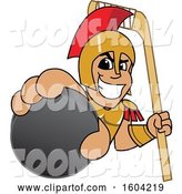 Vector Illustration of a Cartoon Spartan Warrior Mascot Holding a Hockey Puck and Stick by Mascot Junction