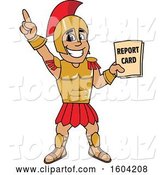 Vector Illustration of a Cartoon Spartan Warrior Mascot Holding a Report Card by Mascot Junction