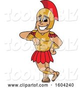 Vector Illustration of a Cartoon Spartan Warrior Mascot Leaning by Mascot Junction