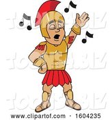 Vector Illustration of a Cartoon Spartan Warrior Mascot Singing by Mascot Junction