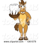 Vector Illustration of a Cartoon Stallion School Mascot Holding a Tooth by Mascot Junction