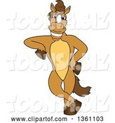 Vector Illustration of a Cartoon Stallion School Mascot Leaning by Mascot Junction