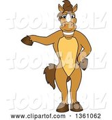 Vector Illustration of a Cartoon Stallion School Mascot Pointing by Mascot Junction