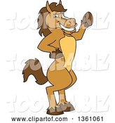 Vector Illustration of a Cartoon Stallion School Mascot Presenting by Mascot Junction