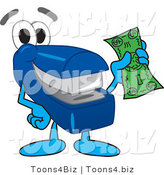 Vector Illustration of a Cartoon Stapler Mascot Holding Cash by Mascot Junction
