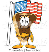 Vector Illustration of a Cartoon Steak Mascot Pledging Allegiance to the American Flag by Mascot Junction