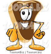 Vector Illustration of a Cartoon Steak Mascot Pointing Outwards at the Viewer by Mascot Junction