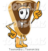 Vector Illustration of a Cartoon Steak Mascot Pointing Upwards by Toons4Biz