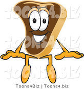 Vector Illustration of a Cartoon Steak Mascot Sitting by Toons4Biz