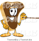 Vector Illustration of a Cartoon Steak Mascot Using a Pointer Stick by Mascot Junction