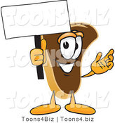 Vector Illustration of a Cartoon Steak Mascot Waving a Blank White Advertising Sign by Mascot Junction