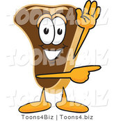 Vector Illustration of a Cartoon Steak Mascot Waving and Pointing to the Right by Toons4Biz