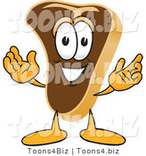 Vector Illustration of a Cartoon Steak Mascot Welcoming with Open Arms by Mascot Junction