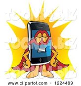 Vector Illustration of a Cartoon Super Smart Phone Mascot by Mascot Junction