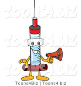 Vector Illustration of a Cartoon Syringe Mascot Holding a Megaphone by Toons4Biz