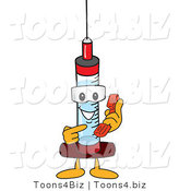 Vector Illustration of a Cartoon Syringe Mascot Holding a Telephone by Mascot Junction