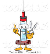 Vector Illustration of a Cartoon Syringe Mascot Holding Scissors by Toons4Biz