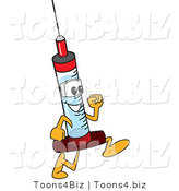 Vector Illustration of a Cartoon Syringe Mascot Running by Toons4Biz