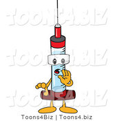 Vector Illustration of a Cartoon Syringe Mascot Whispering by Mascot Junction