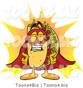 Vector Illustration of a Cartoon Taco Mascot Dressed As a Super Hero by Mascot Junction