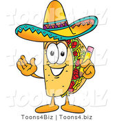 Vector Illustration of a Cartoon Taco Mascot Holding a Pencil by Mascot Junction