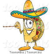 Vector Illustration of a Cartoon Taco Mascot Holding a Pointer Stick by Mascot Junction