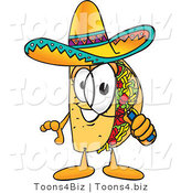 Vector Illustration of a Cartoon Taco Mascot Looking Through a Magnifying Glass by Toons4Biz