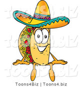 Vector Illustration of a Cartoon Taco Mascot Sitting by Mascot Junction