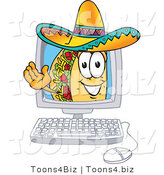 Vector Illustration of a Cartoon Taco Mascot Waving from Inside a Computer Screen by Toons4Biz