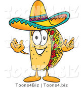 Vector Illustration of a Cartoon Taco Mascot with Welcoming Open Arms by Mascot Junction