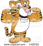 Vector Illustration of a Cartoon Tiger Cub Mascot Flexing by Mascot Junction