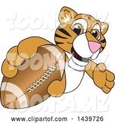 Vector Illustration of a Cartoon Tiger Cub Mascot Grabbing a Football by Mascot Junction