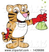 Vector Illustration of a Cartoon Tiger Cub Mascot Holding a Science Flask by Mascot Junction