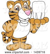 Vector Illustration of a Cartoon Tiger Cub Mascot Holding a Tooth by Mascot Junction
