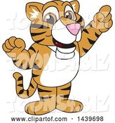 Vector Illustration of a Cartoon Tiger Cub Mascot Holding up a Finger by Mascot Junction