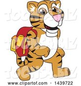 Vector Illustration of a Cartoon Tiger Cub Mascot Wearing a Backpack by Mascot Junction