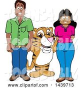Vector Illustration of a Cartoon Tiger Cub Mascot with Happy Teachers or Parents by Toons4Biz