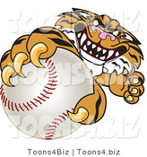 Vector Illustration of a Cartoon Tiger Mascot Grabbing a Baseball by Mascot Junction