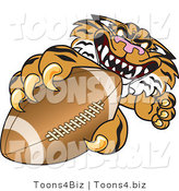 Vector Illustration of a Cartoon Tiger Mascot Grabbing a Football by Mascot Junction