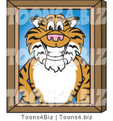 Vector Illustration of a Cartoon Tiger Mascot Portrait by Mascot Junction