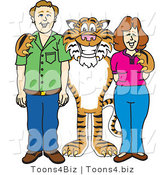 Vector Illustration of a Cartoon Tiger Mascot with Teachers or Parents by Mascot Junction