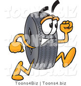 Vector Illustration of a Cartoon Tire Mascot Running by Mascot Junction