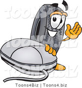 Vector Illustration of a Cartoon Tire Mascot with a Computer Mouse by Mascot Junction