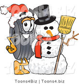 Vector Illustration of a Cartoon Tire Mascot with a Snowman on Christmas by Toons4Biz