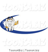 Vector Illustration of a Cartoon Tooth Mascot Behind a Dash on an Employee Nametag or Business Logo by Mascot Junction