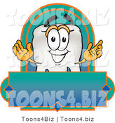 Vector Illustration of a Cartoon Tooth Mascot on a Blank Label by Mascot Junction