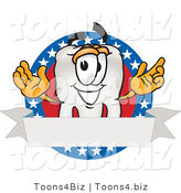 Vector Illustration of a Cartoon Tooth Mascot on an American Business Label by Mascot Junction